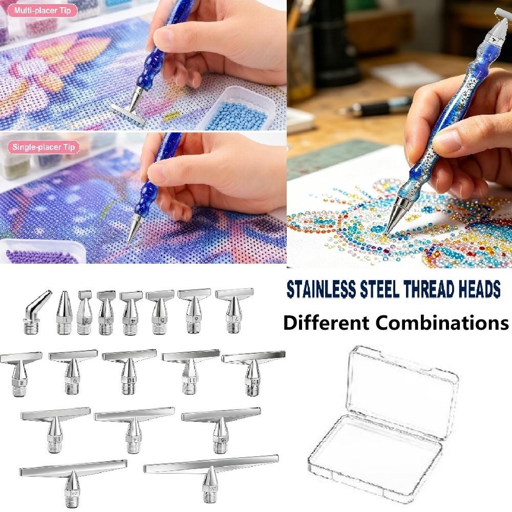 Model Kit Tools - DIY高品質ステンレス鋼製ネジ式ダイヤモンドペインティングペン先セット、DIYダイヤモンドペインティングツールねじ込み式アクセサリー（異なる組み合わせモデル1/2/3/4/5/6/7/8/9/10/11/12/14/15/20/25）