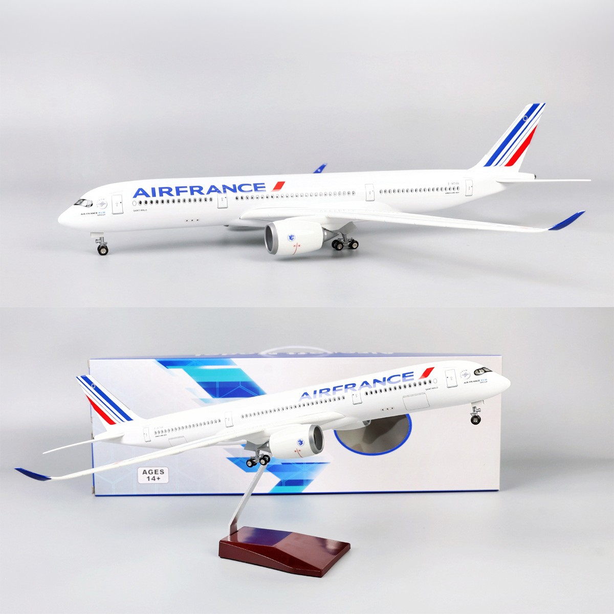 Model Kit Ikaruga - 47 センチメートルエアフランス A350 モデル航空機着陸装置ホイール付き樹脂ダイキャストマシン収集モデル構築キット飛行機のおもちゃ