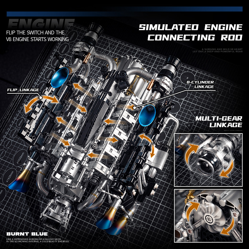 テクニカルスーパーカーV8エンジン組み立てブロックキットモデ - Model Kit Motor のレビューと価格