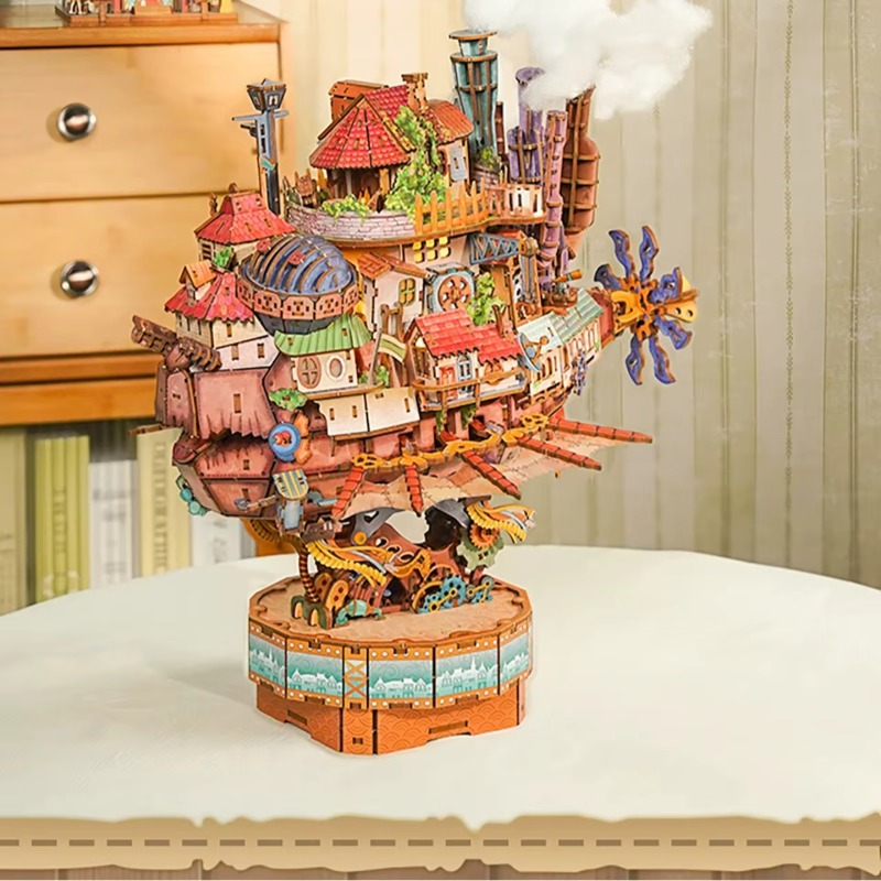本物の旅行船ハウルの動く城木製パズルビルディングブロックジオ - Model Kit Chemistry のレビューと価格